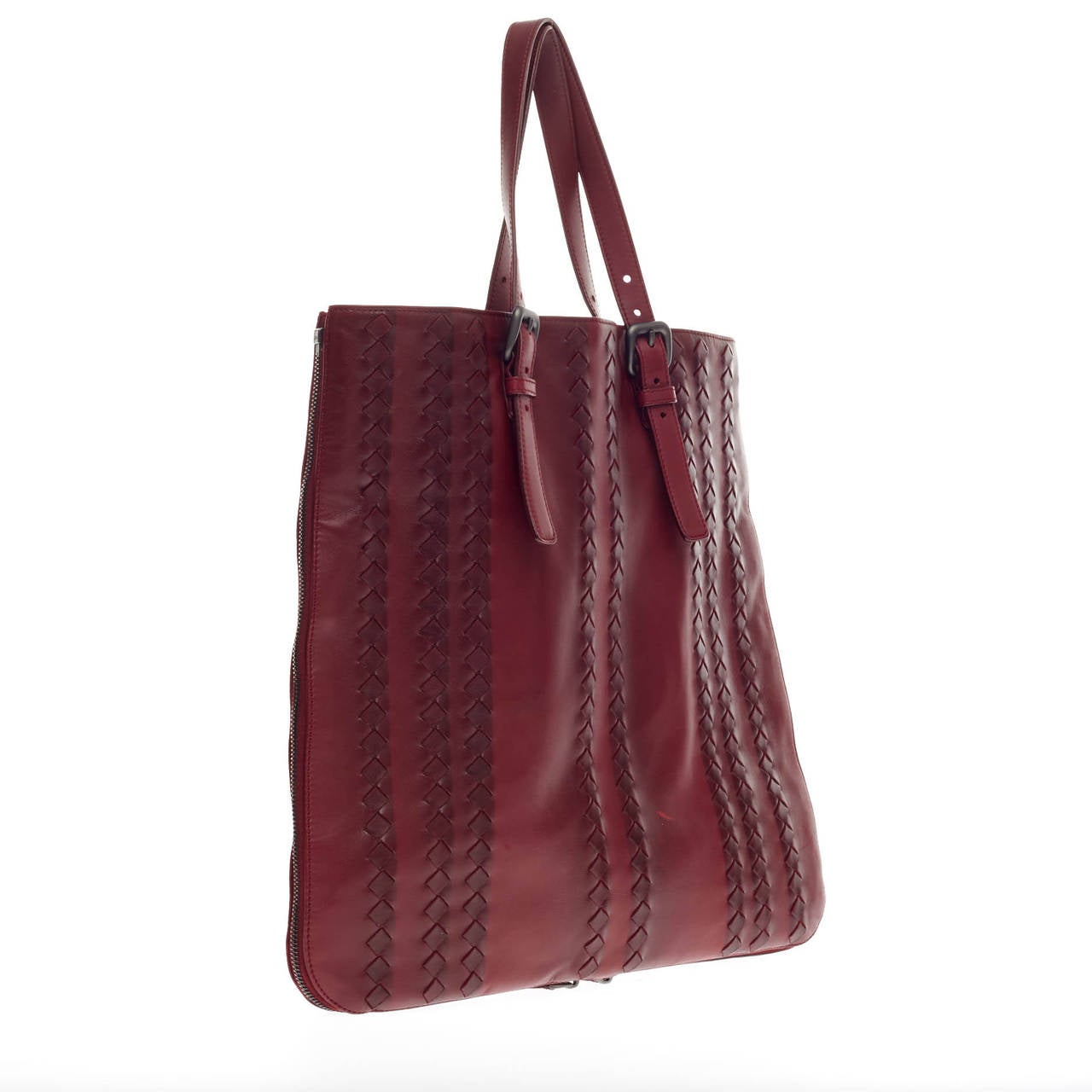 Women's Bottega Veneta Expandable Zip Around Tote Leather with Intrecciato Detail