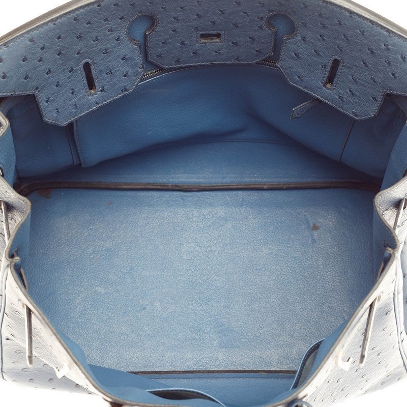 Hermes Birkin Bleu Roi Ostrich with Palladium Hardware 35 For Sale 3