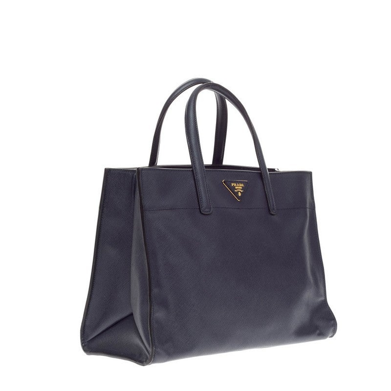 Prada Soft Triple Pocket Tote Saffiano Leather In Good Condition In NY, NY