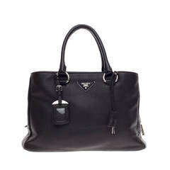 Prada East West Zip Satchel Cervo Leather Medium