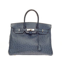 Hermes Birkin Bleu Roi Ostrich with Palladium Hardware 35