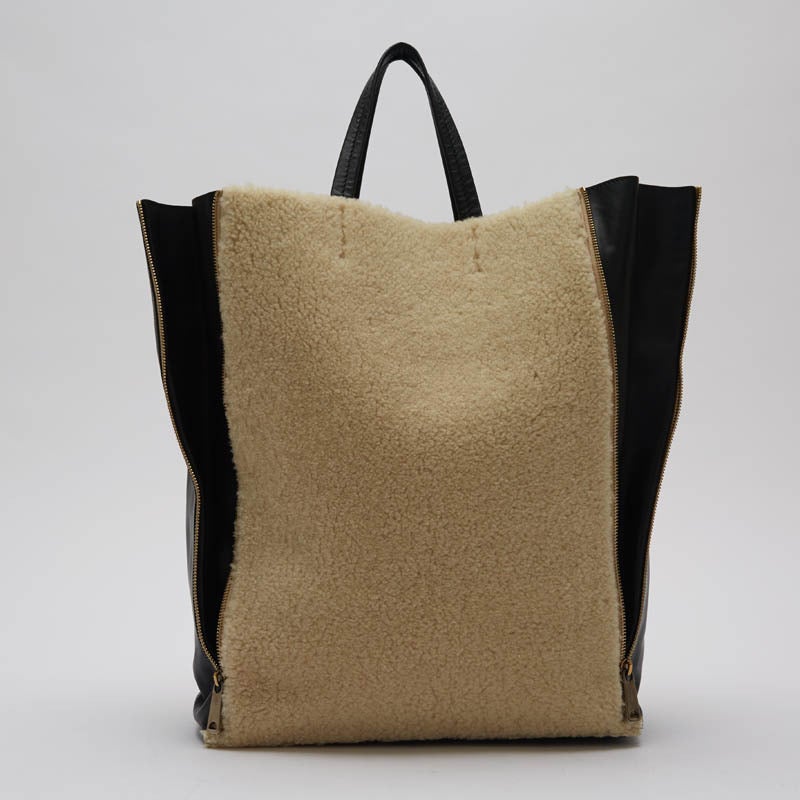 Celine Gusset Cabas Shearling Vertical at 1stdibs  