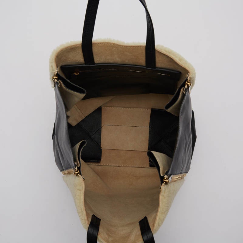 Celine Gusset Cabas Shearling Vertical at 1stdibs