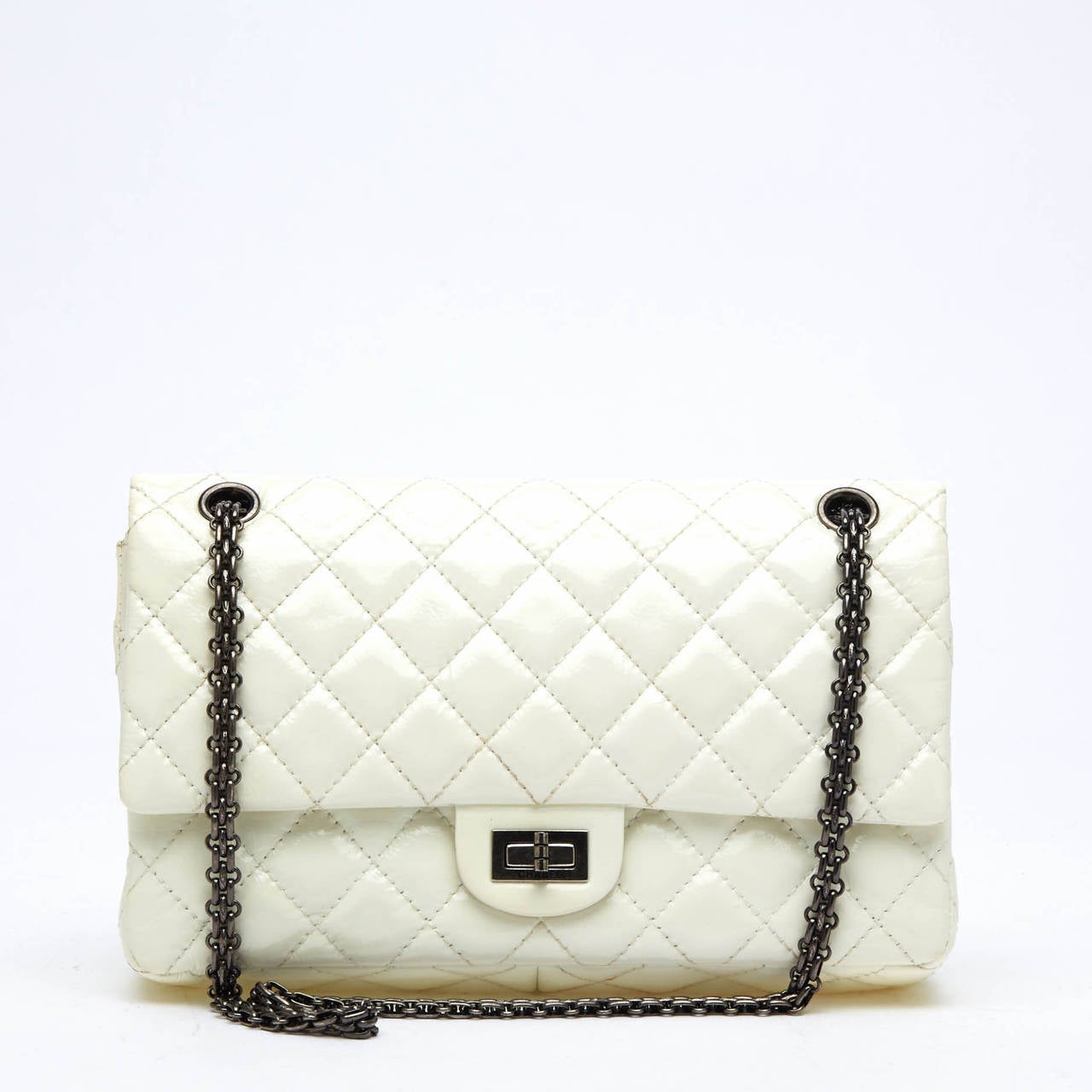 Chanel So Black Reissue 2.55 Flap Bag Quilted Patent Mini at 1stDibs