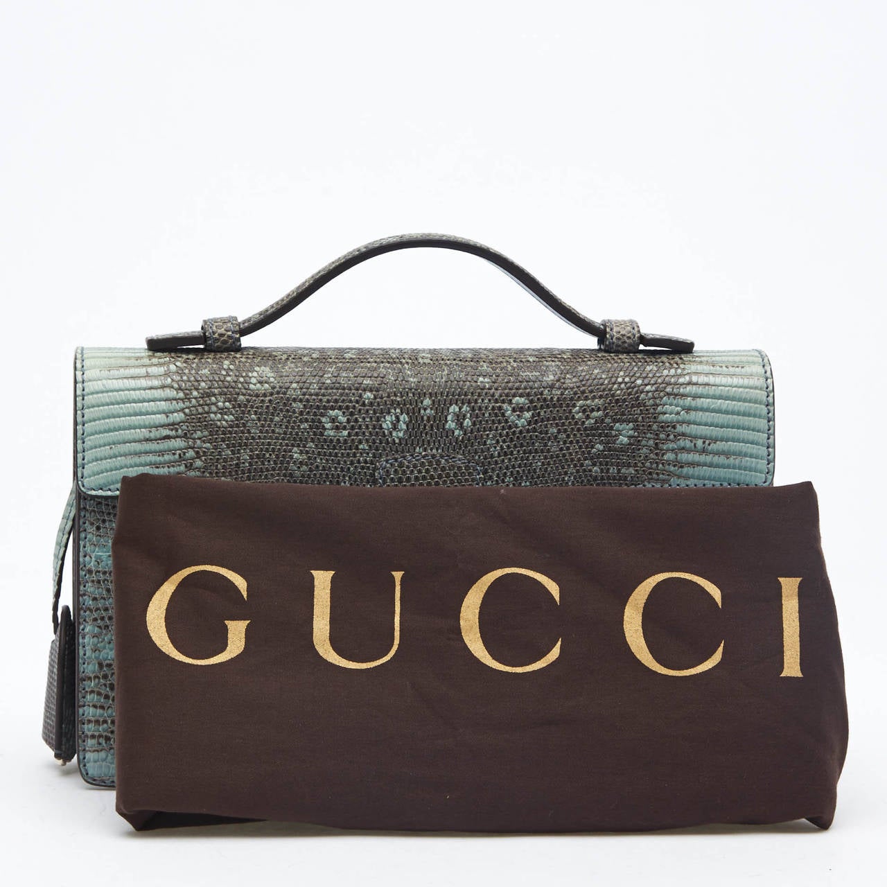 Gucci Lady Lock Briefcase Clutch Python In Good Condition In NY, NY