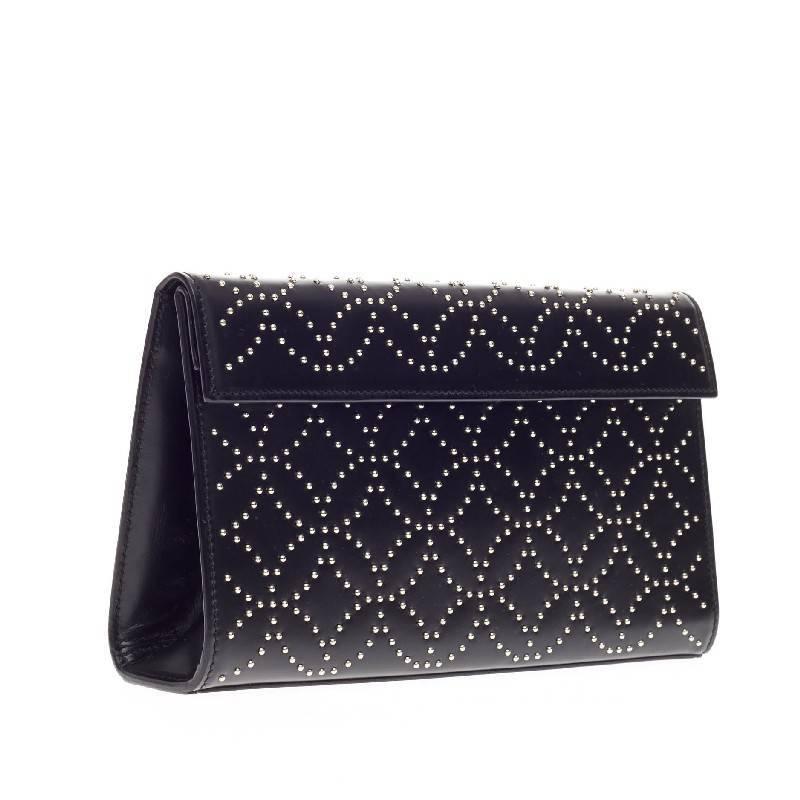 Alaia Flap Clutch Arabesque Studded Leather  In Good Condition In NY, NY