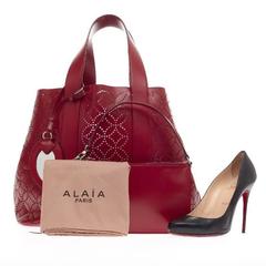 Alaia Side Snap Tote Arabesque Laser Cut Leather