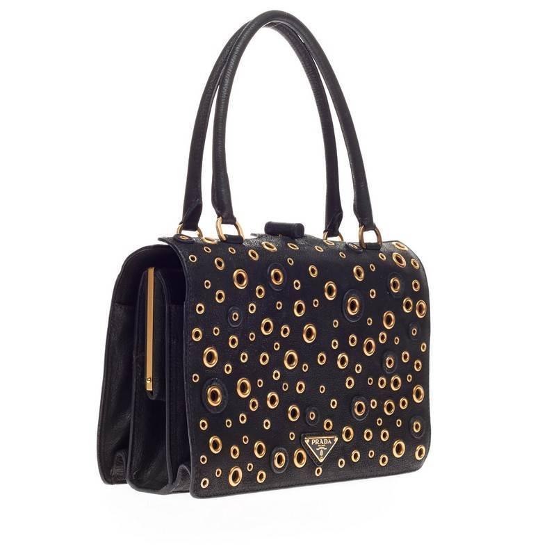 Prada Grommet Top Handle Frame Bag Leather at 1stdibs
