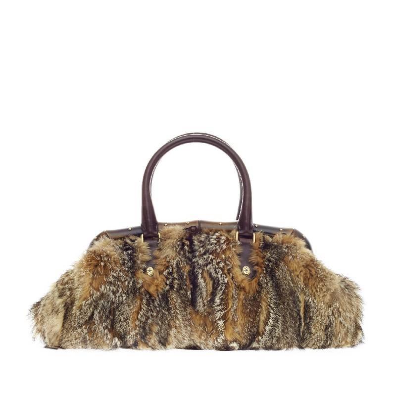 Gucci Bamboo Frame Satchel Fur 