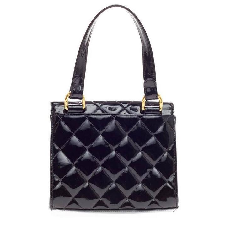 Chanel Vintage Box Flap Bag Quilted Patent Small