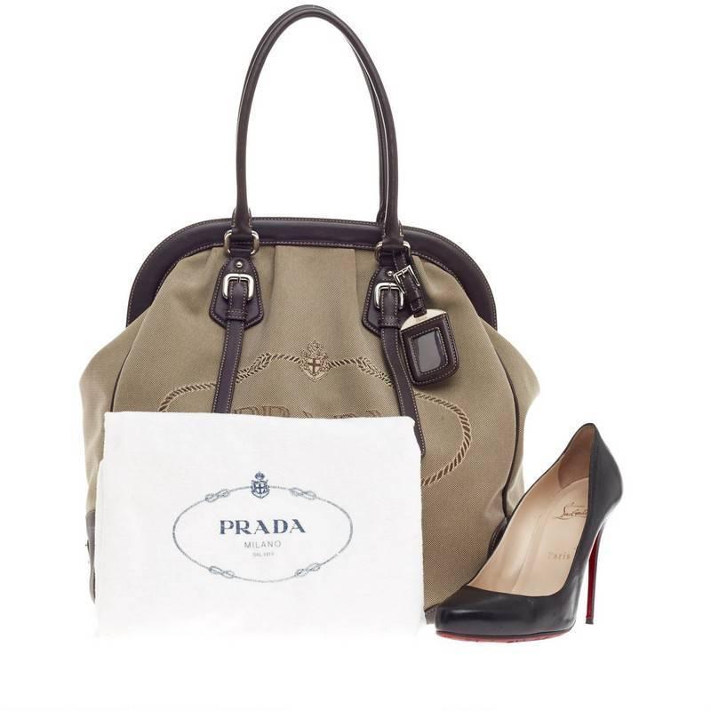 Prada Canapa Frame Shoulder Bag Canvas Large at 1stdibs  