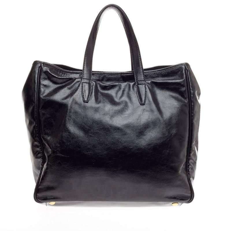 Saint Laurent Y-Mail Tote Patent Large In Good Condition In NY, NY