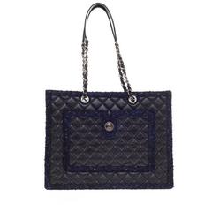 Chanel Shopping Tote Calfskin with Tweed Trim Large