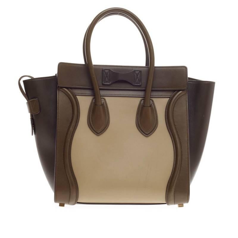 Women's Celine Luggage Tricolor Leather Micro