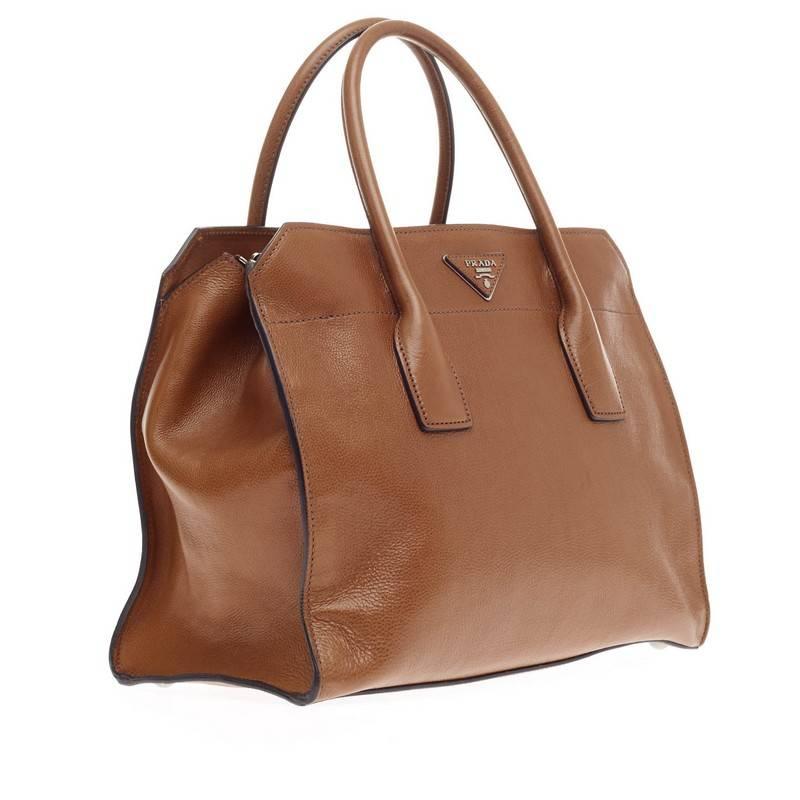 Prada Twin Tote Cervo Leather In Good Condition In NY, NY