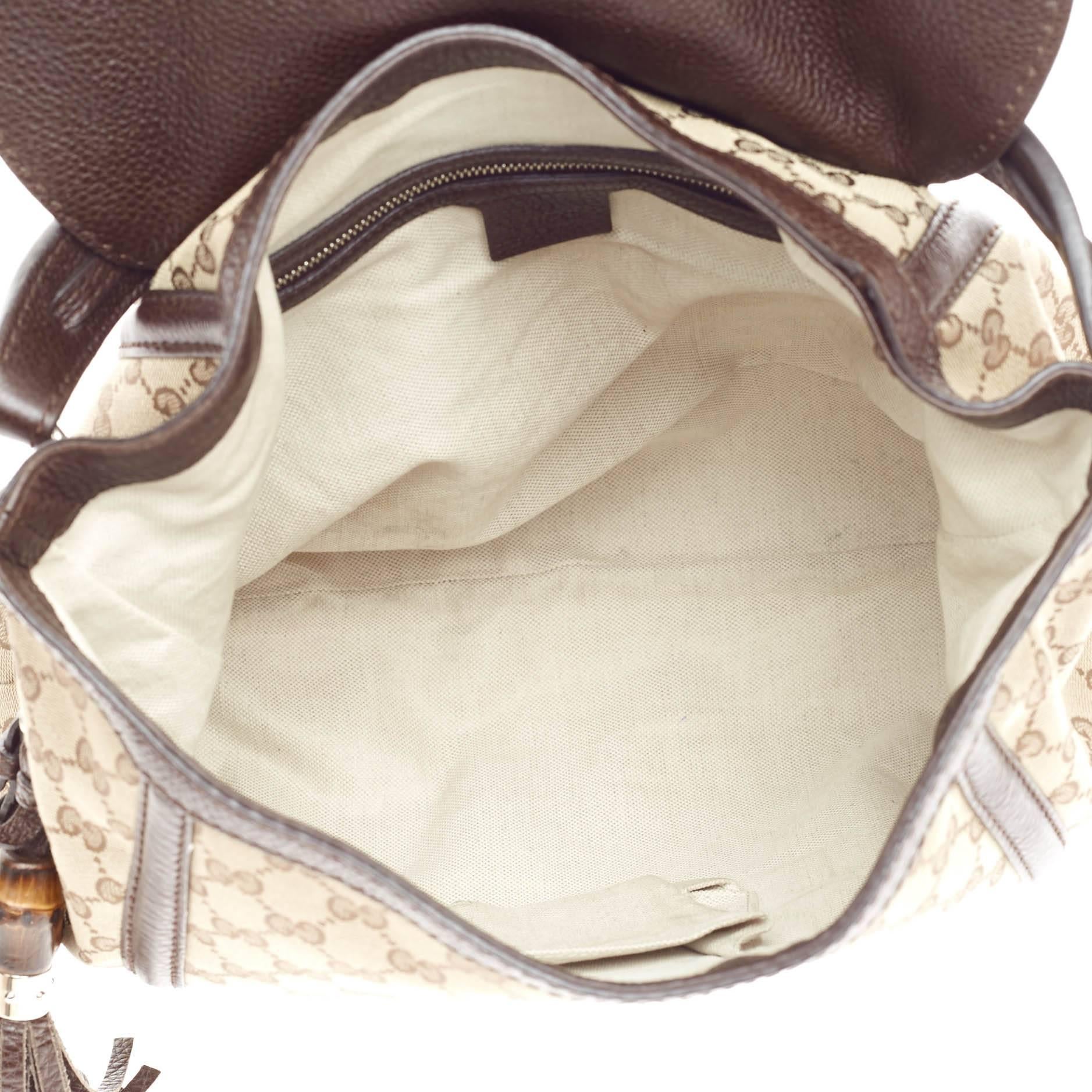 Gucci Techno Horsebit Flap Hobo in pelle e tela GG Grande 2