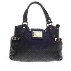 Versace Belted Satchel Quilted Leather