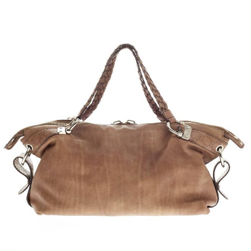 Gucci Bamboo Bar Umhängetasche Leder groß Damen