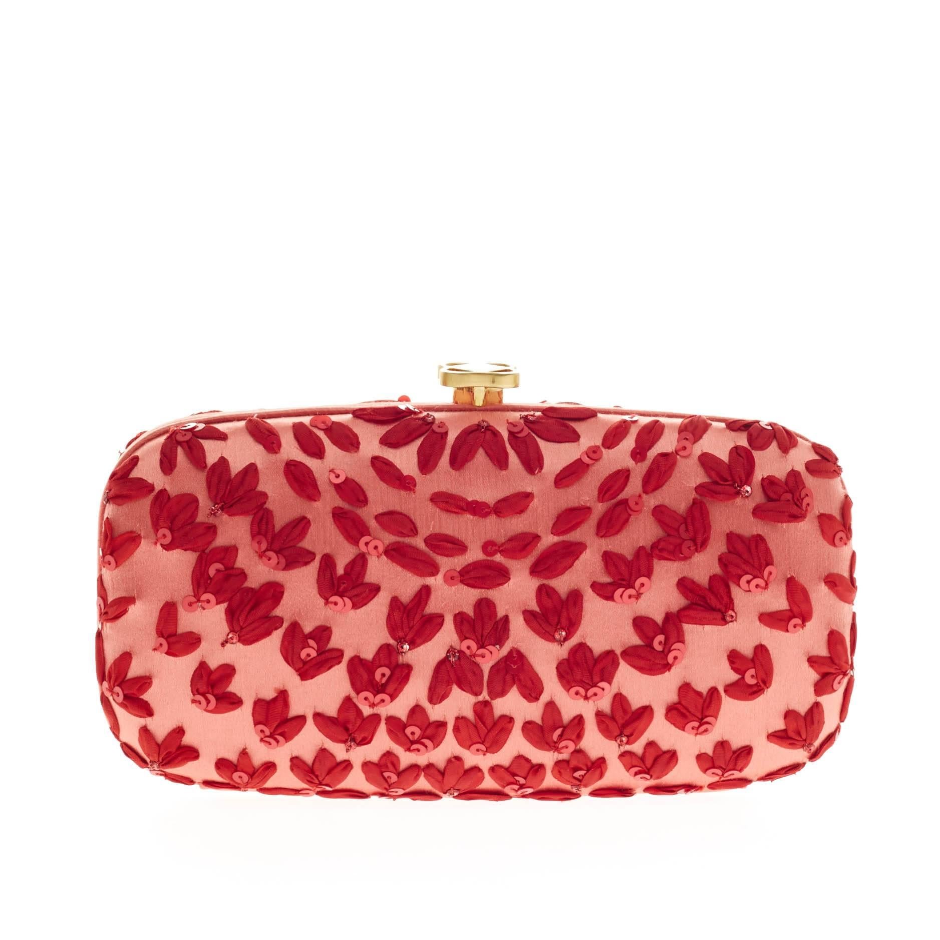 Oscar de la Renta Box Clutch Embellished Satin  1