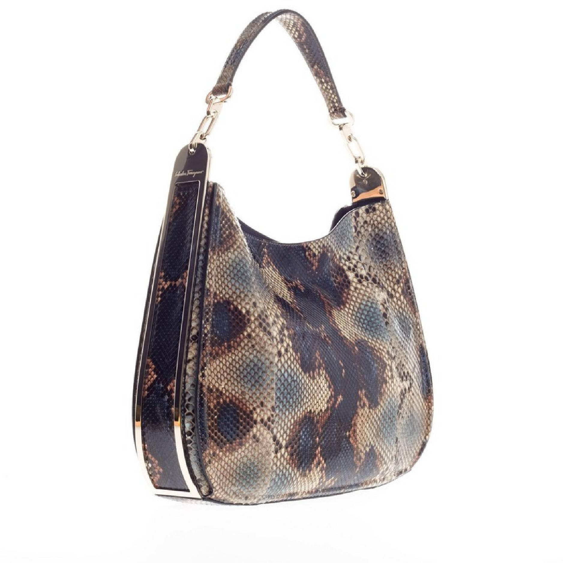 Salvatore Ferragamo Kittie Hobo Python In Good Condition In NY, NY