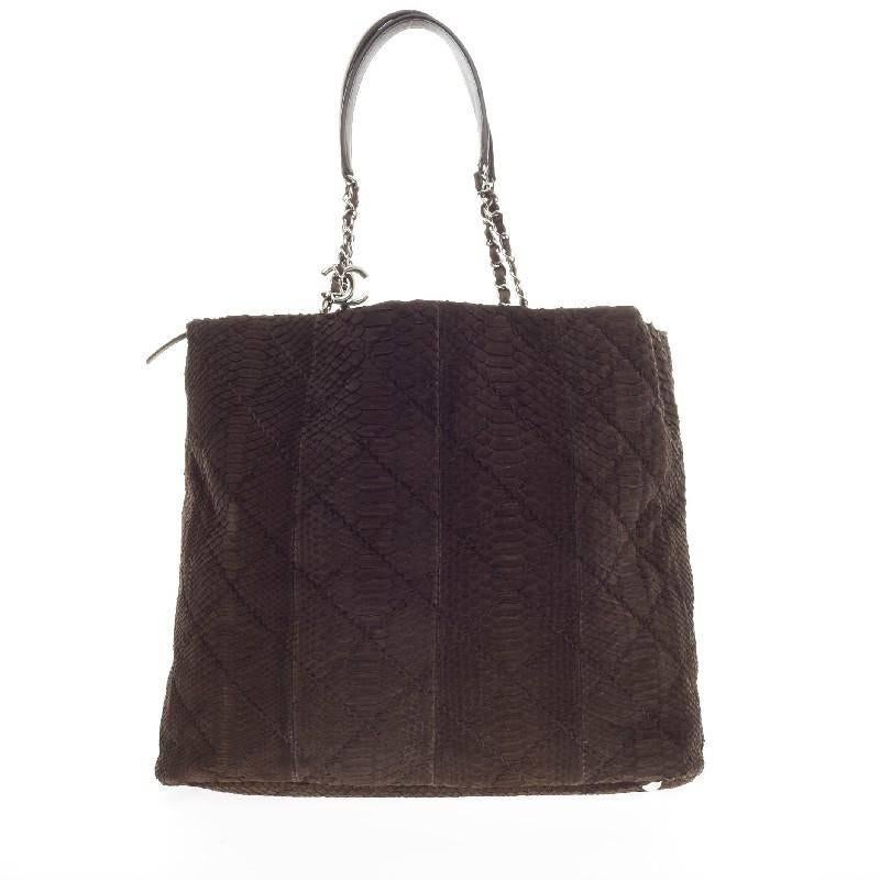 Chanel CC Charm Tote Quilted Matte Python Large