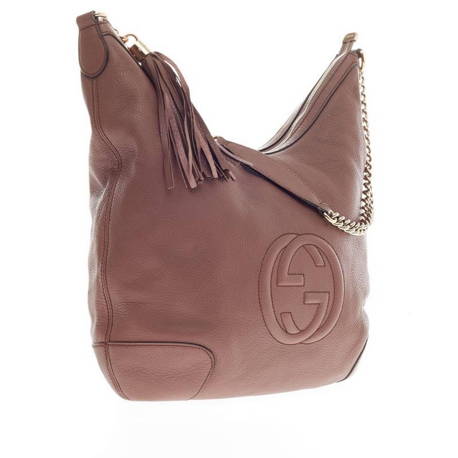 Gucci Soho Hobo Chain Strap Leather Medium In Good Condition In NY, NY