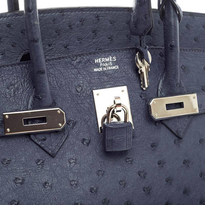 Hermes Birkin Bleu Roi Ostrich with Palladium Hardware 35 In Good Condition In NY, NY