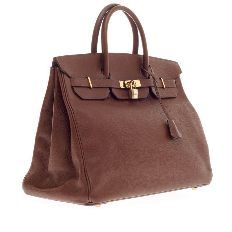 Hermes Birkin Chocolate Ardennes with Gold Hardware 40 In Good Condition In NY, NY