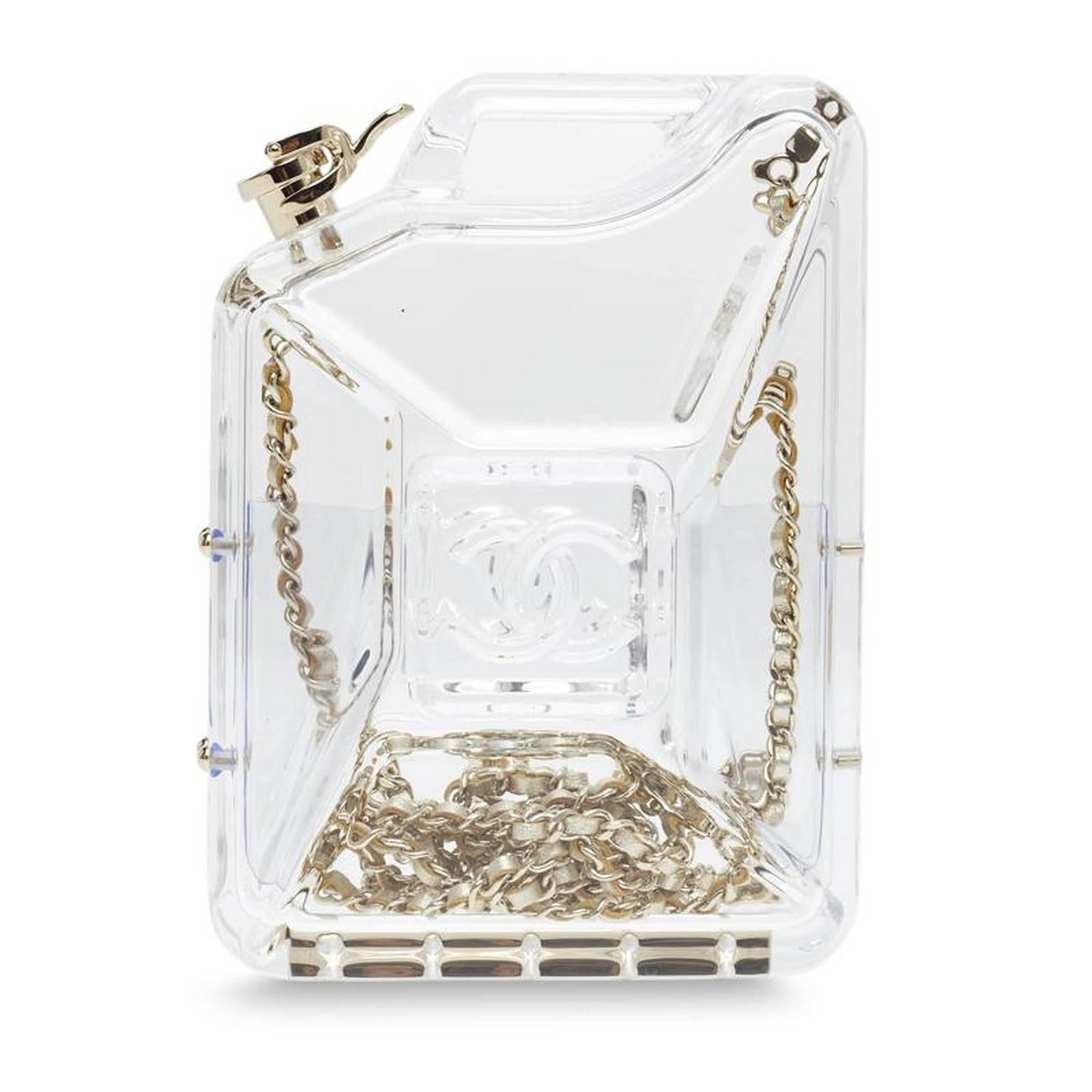 Chanel Dubai By Night Gas Can Minaudiere Klar Plexiglas (Grau)