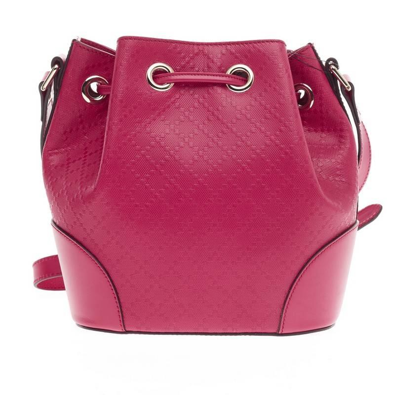 Pink Gucci Bright Bucket Bag Diamante Leather Small