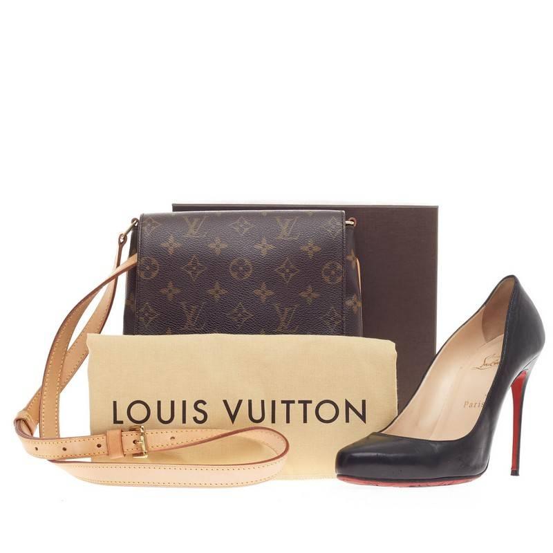 This authentic Louis Vuitton Musette Salsa Monogram Canvas PM is a classic and functional shoulder bag constructed with the brand's iconic monogram canvas. The bag features an adjustable shoulder strap allowing comfort and versatility and a magnetic
