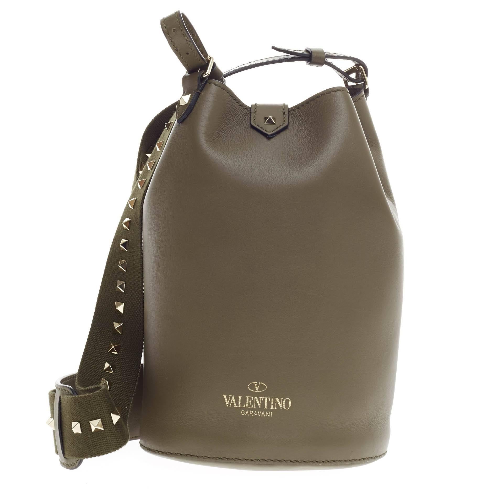 Women's Valentino Rockstud Bucket Bag Leather