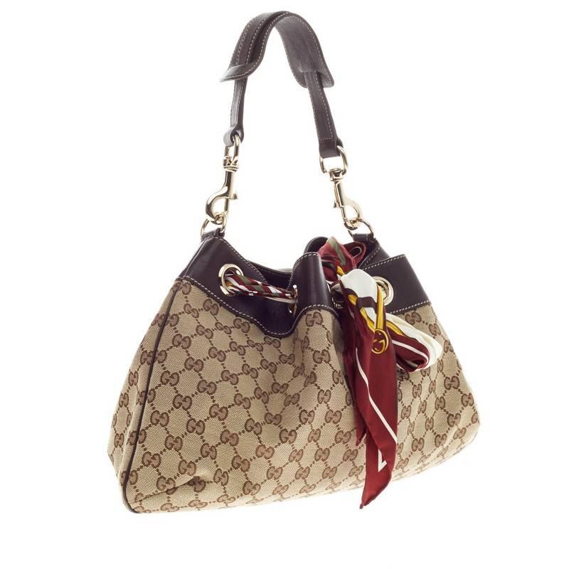 Gucci Positano Shoulder Bag GG Canvas Medium In Good Condition In NY, NY