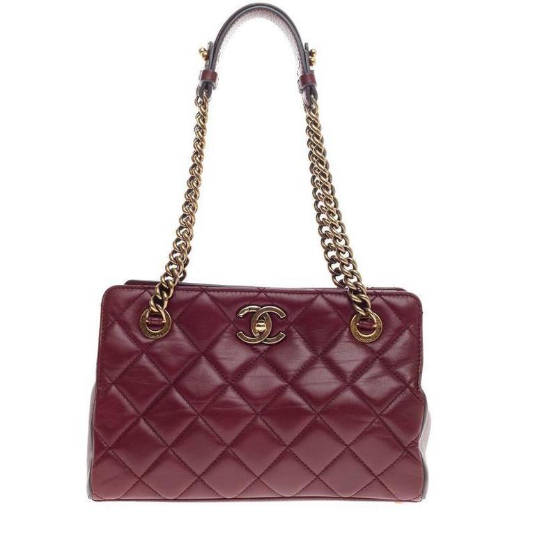 Chanel CC Crown Tote Quilted Leather Small at 1stDibs
