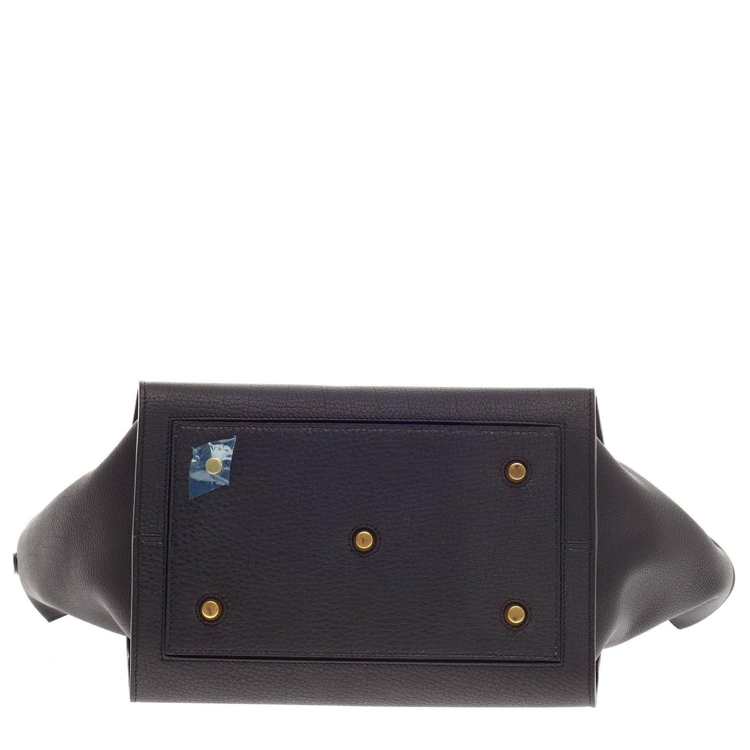 celine black leather handbag tie  