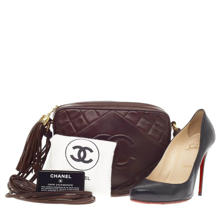 Chanel Vintage Diamond CC Camera Bag Quilted Leather Medium at 1stdibs