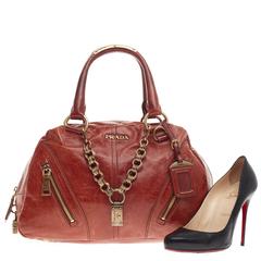 Prada Chain Link Bowler Vitello Shine Large