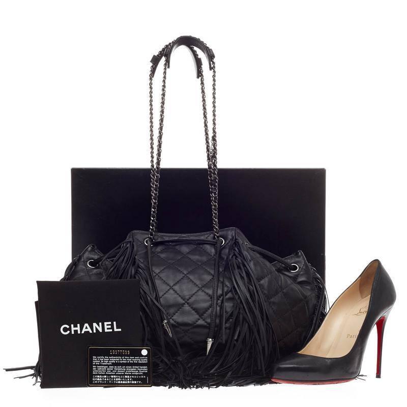 Chanel ParisDallas Drawstring Fringe Shoulder Bag Quilted Leather at 1stdibs