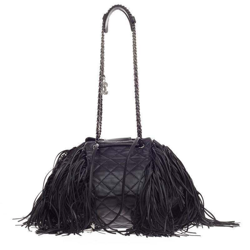 Chanel Paris-Dallas Drawstring Fringe Shoulder Bag Quilted Leather at ...