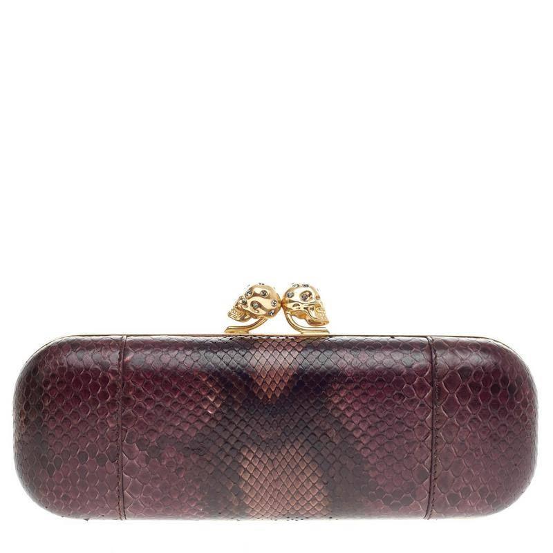 Alexander McQueen Twin Skull Box Clutch Python Long In Good Condition In NY, NY