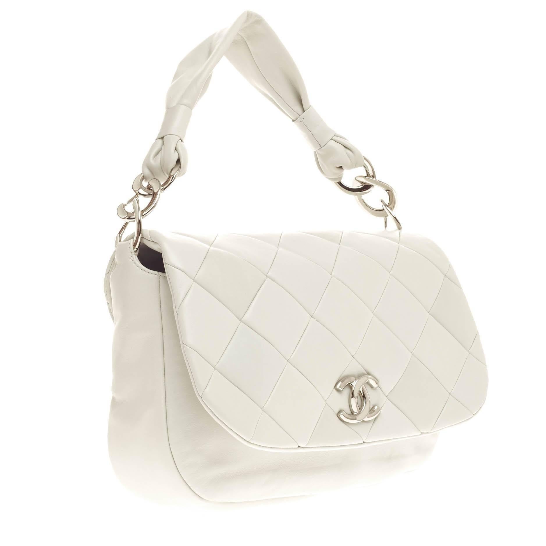 Chanel Soft Handle Flap Shoulder Bag Quilted Lambskin In Good Condition In NY, NY