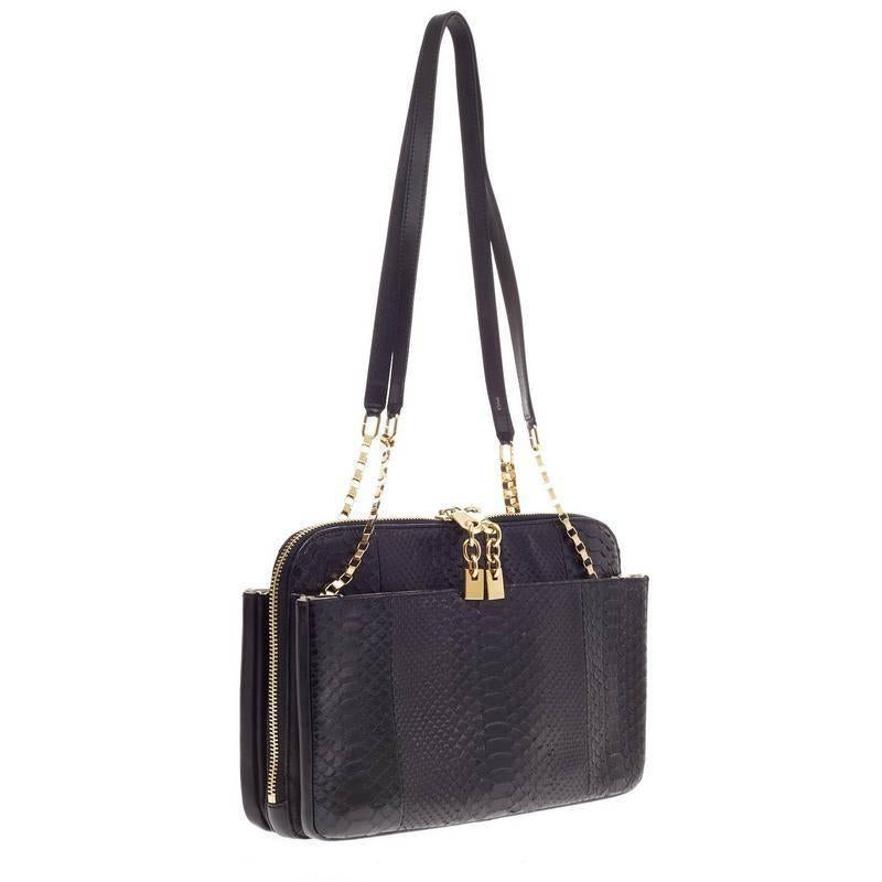 Chloe Lucy Shoulder Bag Python In Good Condition In NY, NY