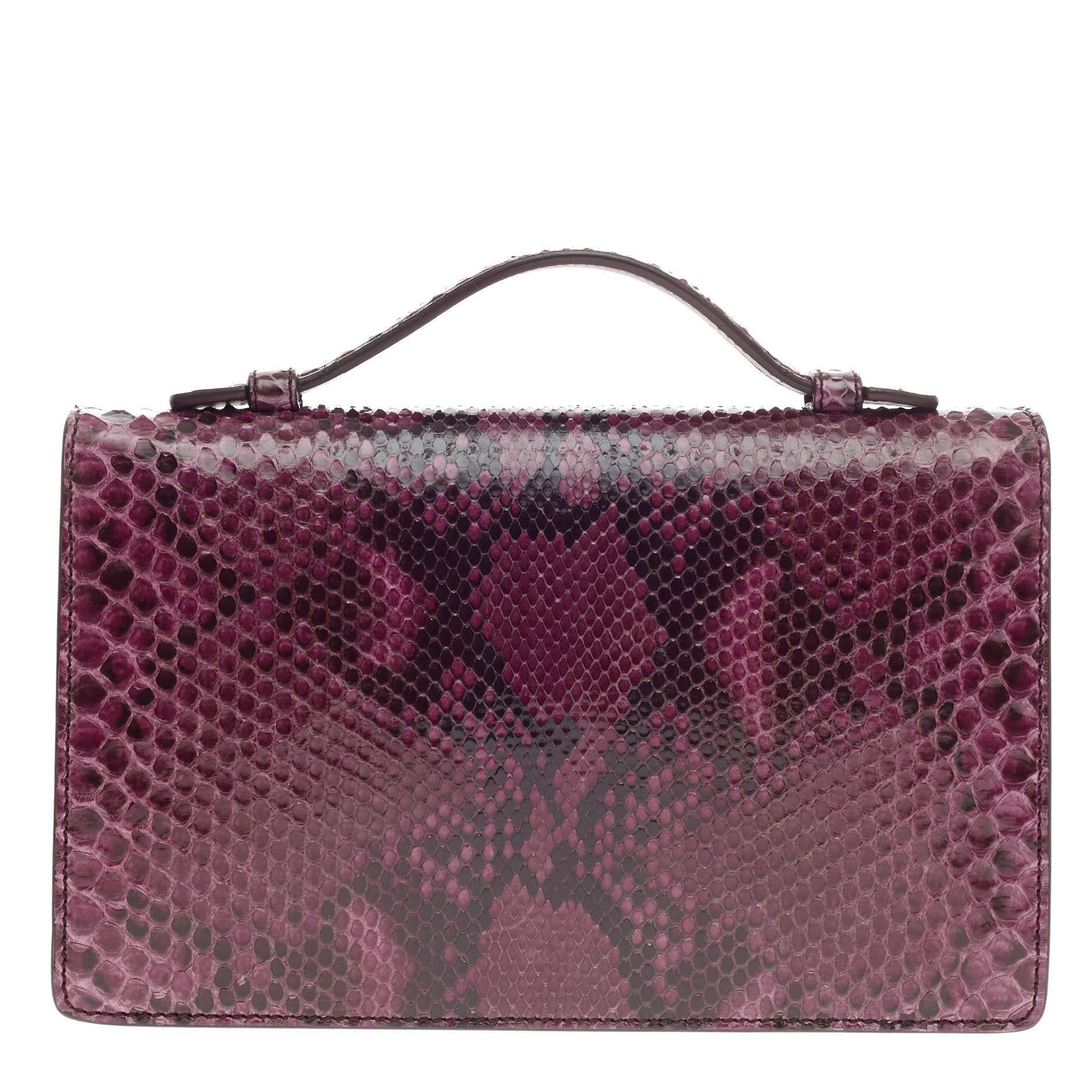 Gucci Lady Lock Briefcase Clutch Python In Good Condition In NY, NY