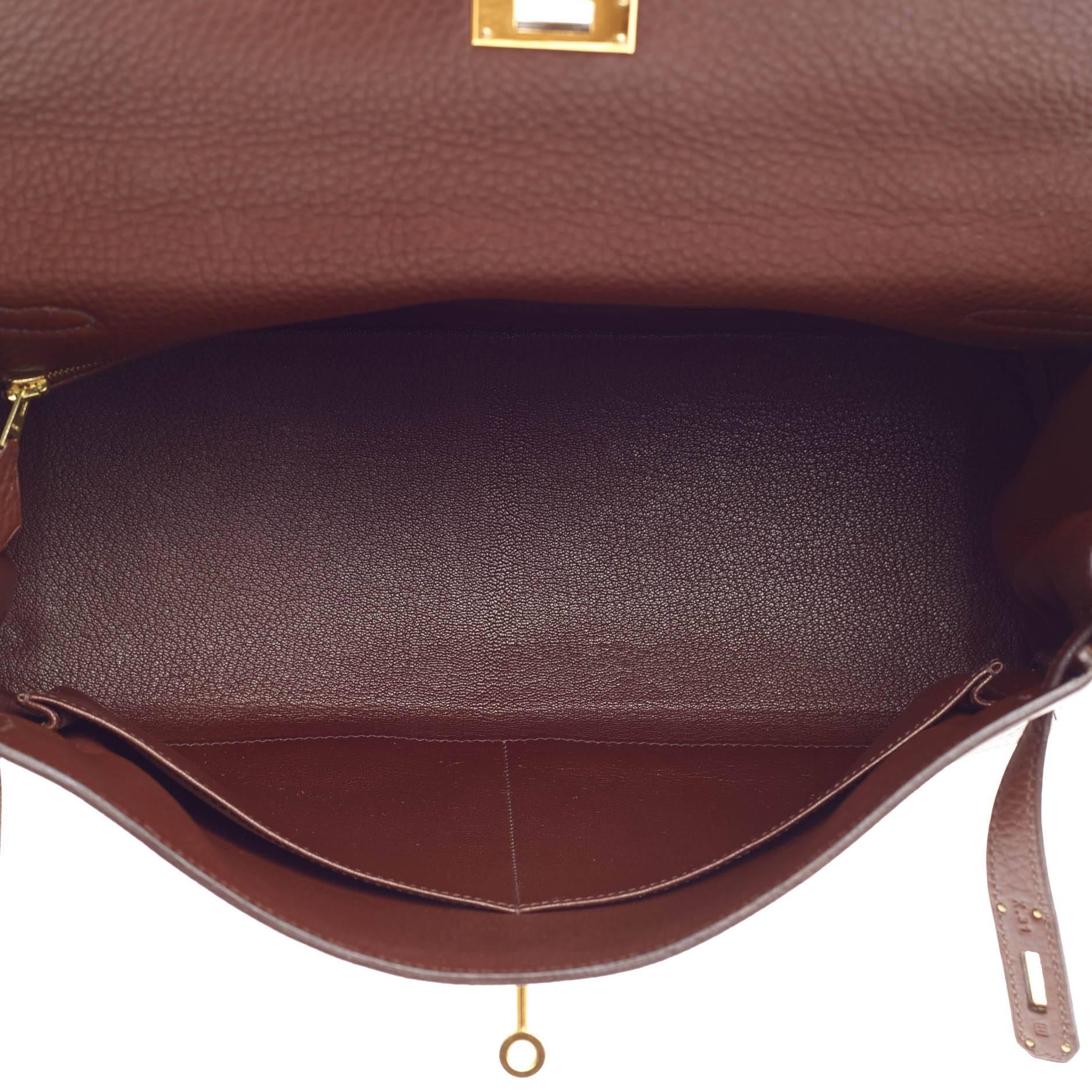 Hermes Kelly Chocolate Clemence with Gold Hardware 35 2