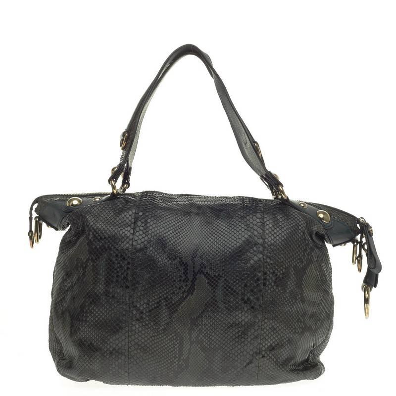 Gucci Icon Bit Top Handle Bag Python Medium In Good Condition In NY, NY