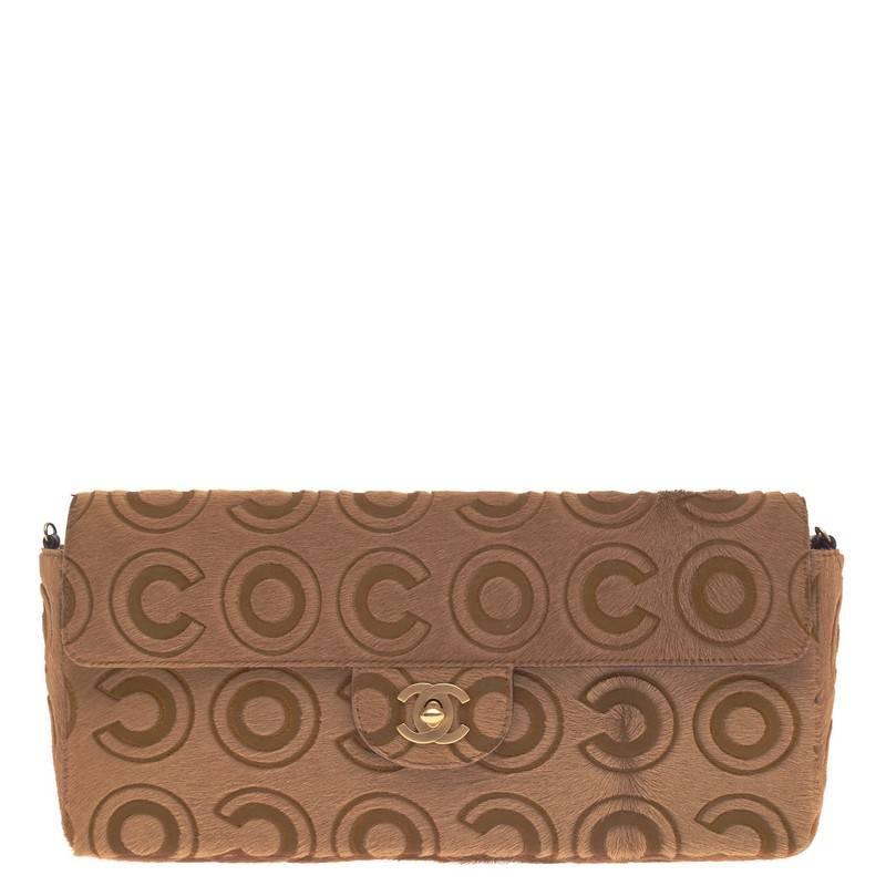 Brown Chanel Chain Single Flap Coco Pony Hair East West