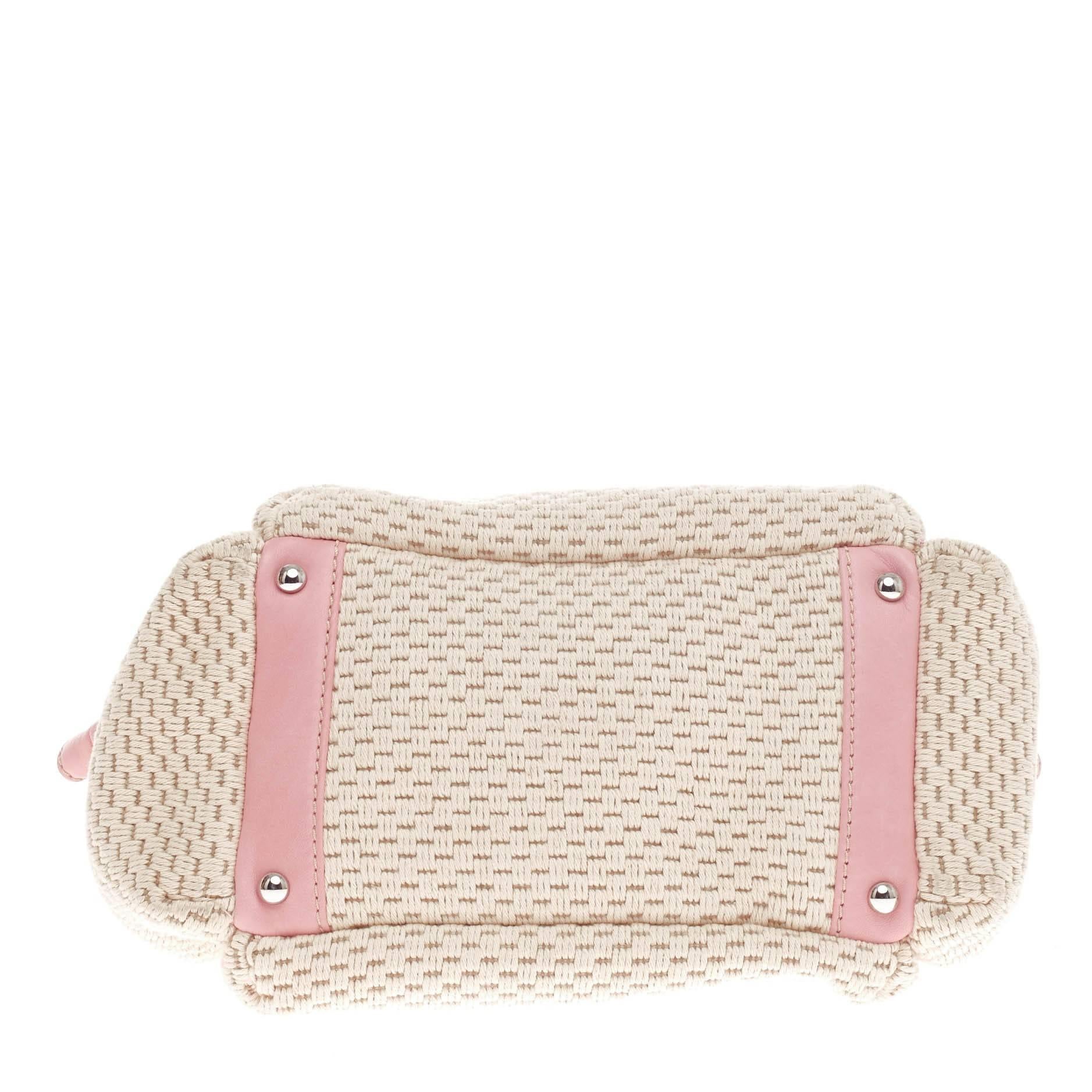 Chanel LAX Accordion Camera Bag Leather and Woven Fabric Small In Good Condition In NY, NY