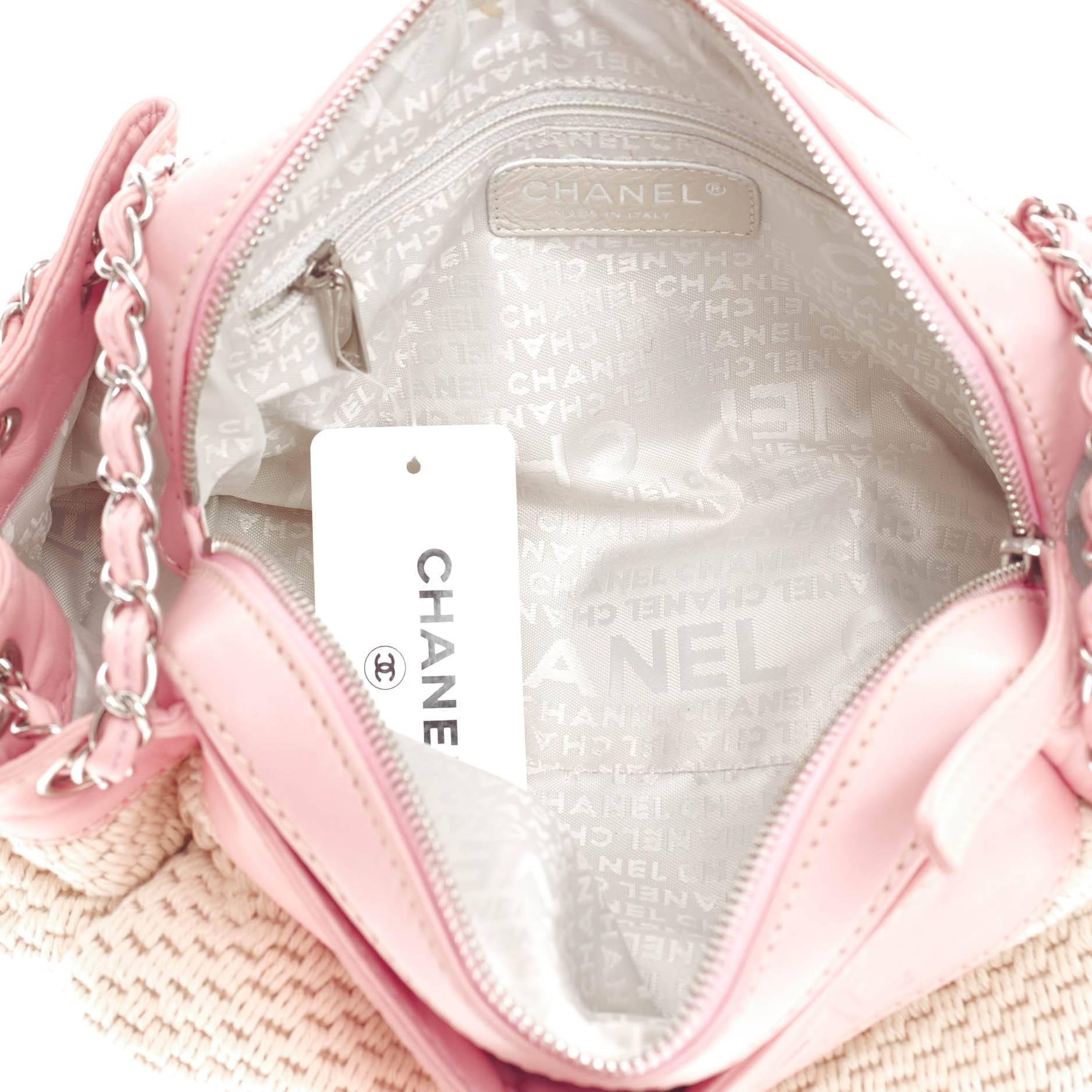 Women's Chanel LAX Accordion Camera Bag Leather and Woven Fabric Small