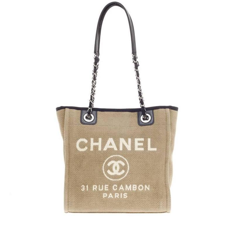 Chanel Deauville Chain Tote Canvas Small at 1stDibs | chanel deauville ...