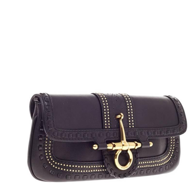 Gucci Snaffle Bit Convertible Clutch Leather In Good Condition In NY, NY